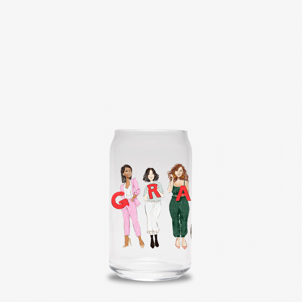 "Grateful" Drinking Glass with Lid