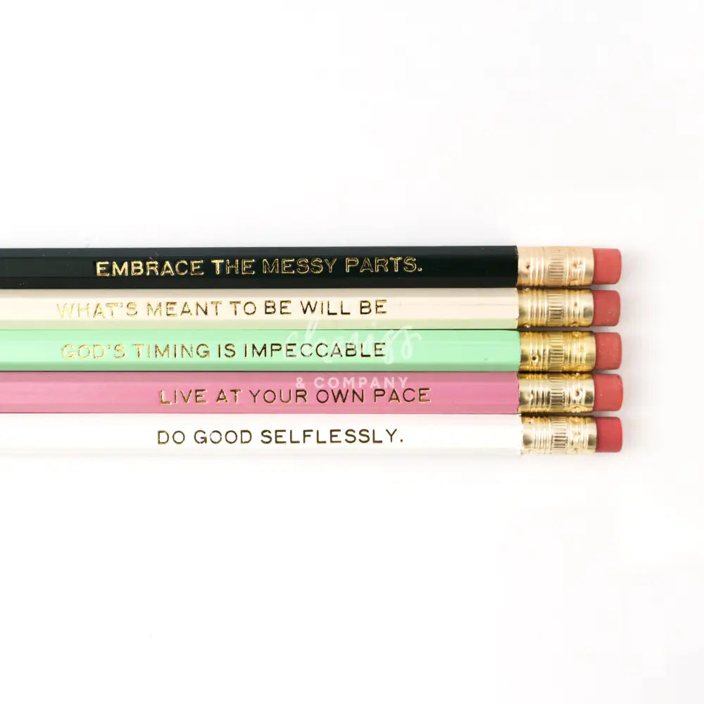 Golden Thoughts Inspirational Pencil Set with uplifting messages