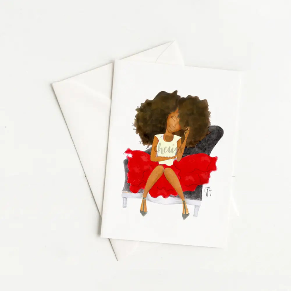 Red &amp; Cream FroGirl Everyday Card One, Please Stationery