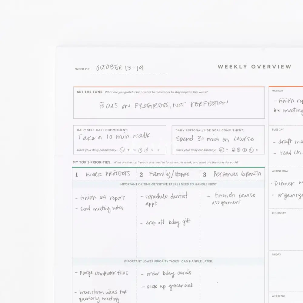 Weekly Overview Notepad Notepad