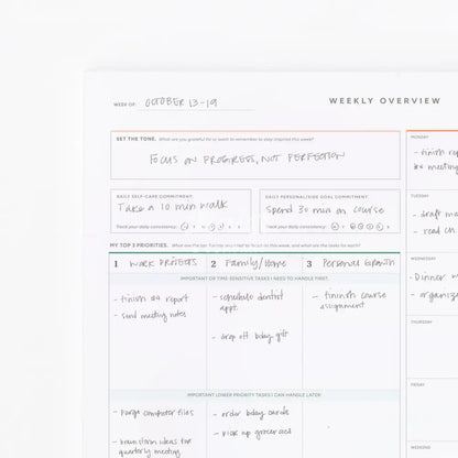 Weekly Overview Notepad Notepad