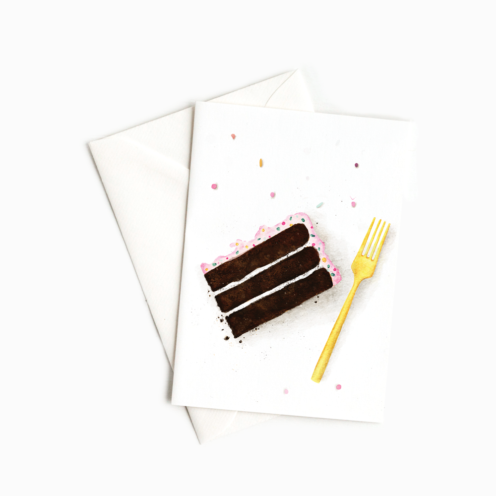 Bday Cake notecard - Chocolate Slice