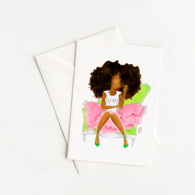 Pink &amp; Green FroGirl Everyday Card