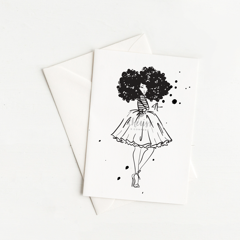 black and white frogirl notecard